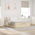 Cama otomana con colchón de tela color crema 140x200