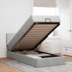 Estructura cama otomana colchón terciopelo gris claro 90x190cm