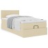 Cama otomana con colchón de tela color crema 100x200