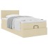 Cama otomana con colchón de tela color crema 100x200