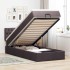 Estructura cama otomana colchón tela marrón oscuro 90x190
