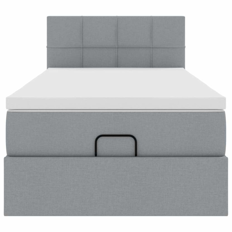 Cama otomana con colchón gris claro 100x200 cm