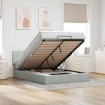Estructura cama otomana colchón terciopelo gris claro 140x190cm