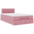 Estructura de cama otomana colchón terciopelo rosa