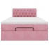 Estructura de cama otomana colchón terciopelo rosa