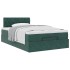 Estructura cama otomana colchón terciopelo verde