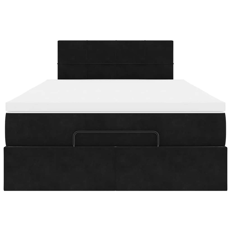 Estructura de cama otomana colchón terciopelo negro