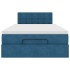 Estructura de cama otomana colchón terciopelo azul