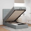 Cama otomana con colchón y LED tela gris claro 80x200cm