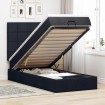 Estructura de cama otomana con colchón tela negra 80x200cm