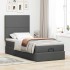 Cama otomana con colchón y LED tela gris oscuro 90x200