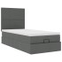 Cama otomana con colchón y LED tela gris oscuro 90x200