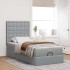 Cama otomana con colchón y LED tela gris claro