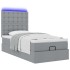 Cama otomana con colchón y LED tela gris claro