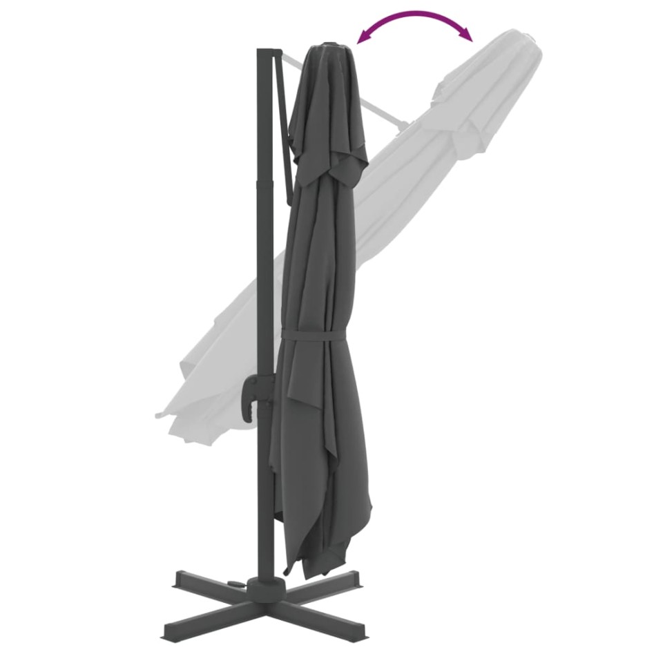 Sombrilla colgante de doble techo gris antracita 300x300