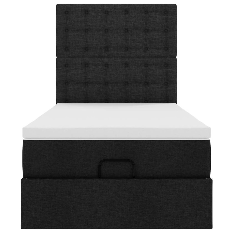 Cama otomana con colchón tela negra 100x200