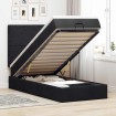 Cama otomana con colchón negra 90x200 cm tela