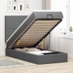 Cama otomana con colchón y LED tela gris oscuro 80x200cm