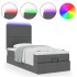Cama otomana con colchón y LED tela gris oscuro