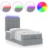Cama otomana con colchón y LED tela gris claro 90x200