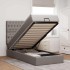 Cama otomana con colchón y luces LED tela gris taupé 90x200