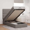Cama otomana con colchón y luces LED tela gris taupé 90x200 cm