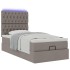 Cama otomana con colchón y luces LED tela gris taupé 90x200