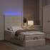 Cama otomana con colchón y luces LED tela crema 90x200