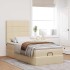 Cama otomana con colchón y luces LED tela crema 90x200