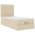 Cama otomana con colchón y luces LED tela crema 90x200