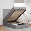 Estructura de cama otomana con colchón tela gris claro 90x190cm