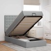 Cama otomana con colchón gris claro 90x200 cm tela