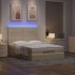 Estructura de cama otomana con colchón tela crema