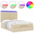 Estructura de cama otomana con colchón tela crema