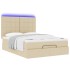 Estructura de cama otomana con colchón tela crema