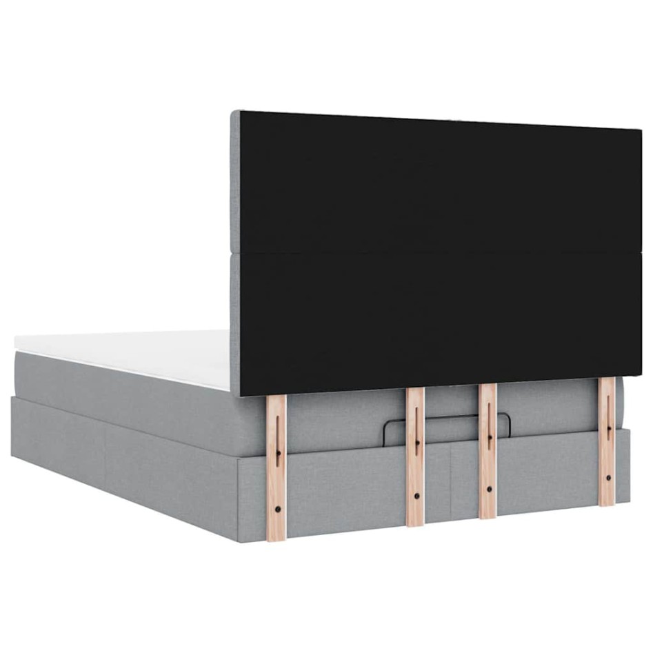 Estructura cama otomana con colchón tela gris claro 140x190