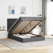 Estructura cama otomana colchón tela gris oscuro 140x200cm