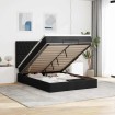 Estructura cama otomana colchón tela negra 140x190 cm
