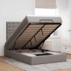 Estructura de cama otomana colchón tela gris pardo 120x200cm