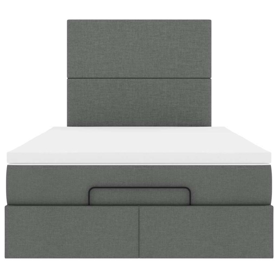 Estructura cama otomana colchón tela gris oscuro