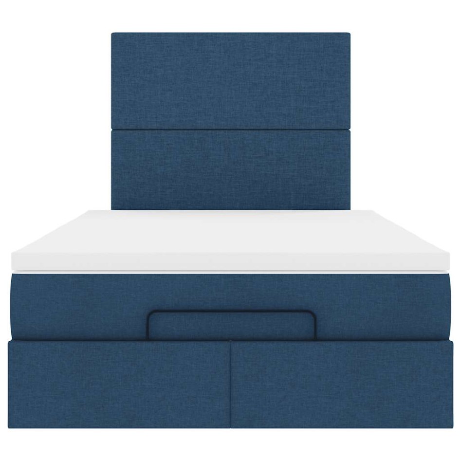 Estructura de cama otomana con colchón tela azul
