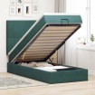 Estructura de cama otomana colchones terciopelo verde oscuro