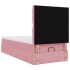 Estructura cama otomana con colchones terciopelo rosa