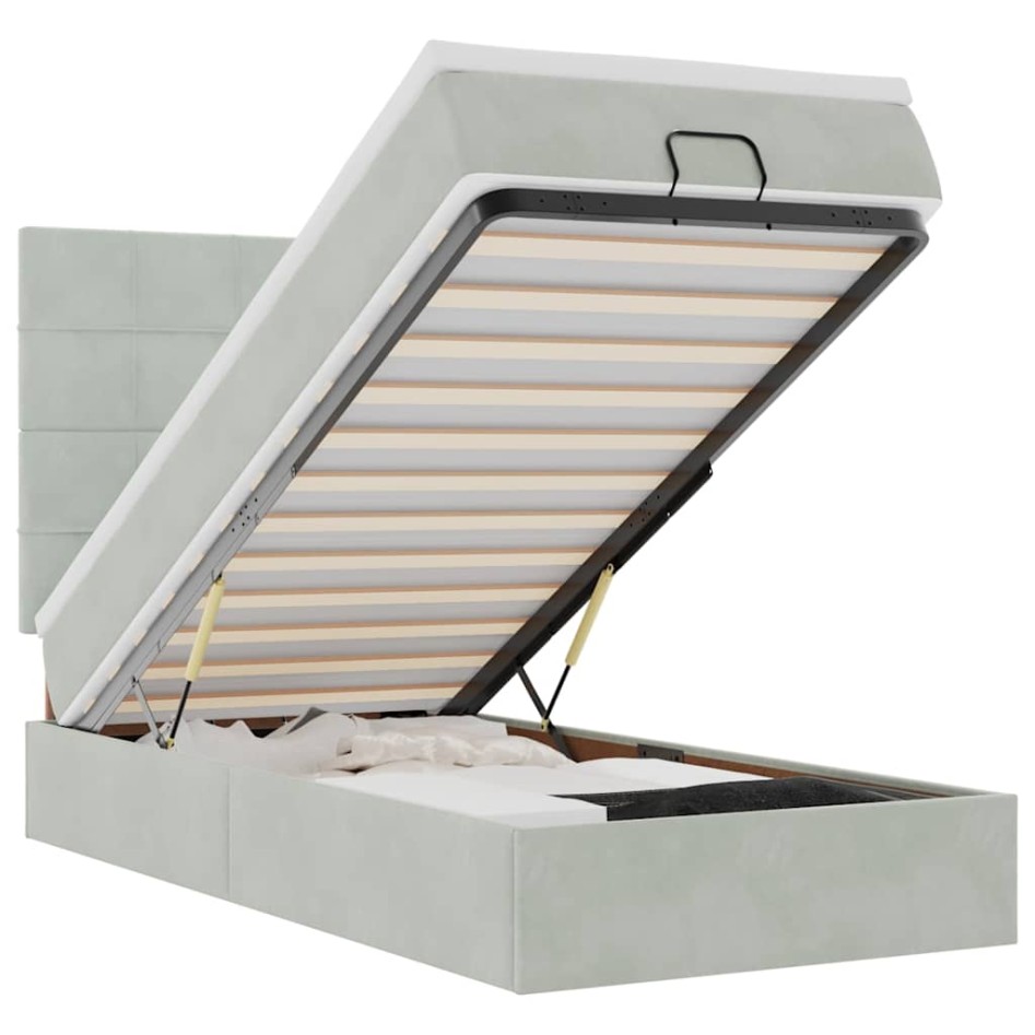 Estructura cama otomana colchones gris claro