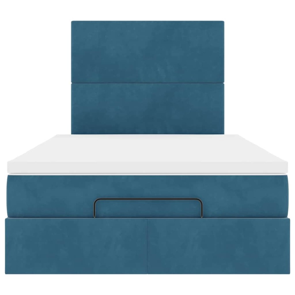 Estructura de cama otomana colchones terciopelo azul