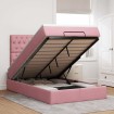 Estructura de cama otomana colchones terciopelo rosa 120x200cm