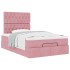 Estructura de cama otomana colchones terciopelo rosa