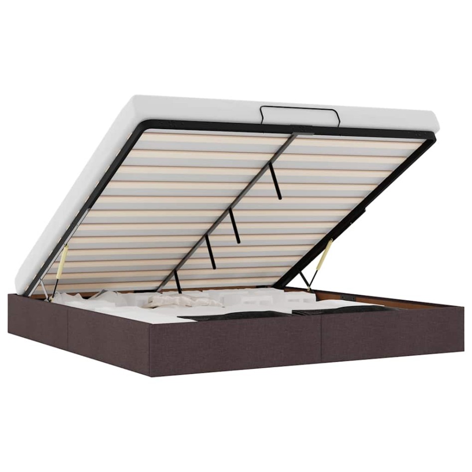 Estructura cama otomana sin colchón marrón oscuro 160x200