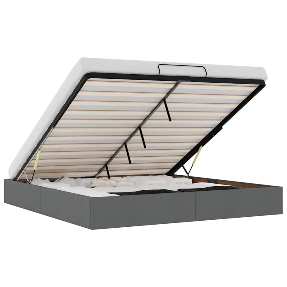 Estructura cama otomana sin colchón tela gris oscuro 160x200