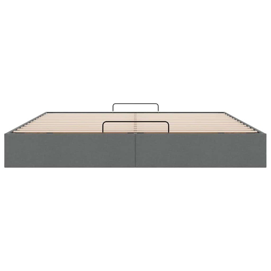 Estructura cama otomana sin colchón tela gris oscuro 160x200
